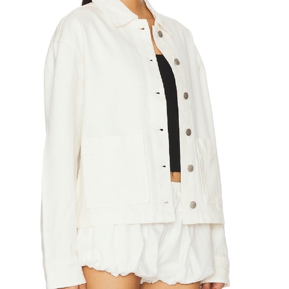 white jean jacket from revolve - Picture 3 of 4
